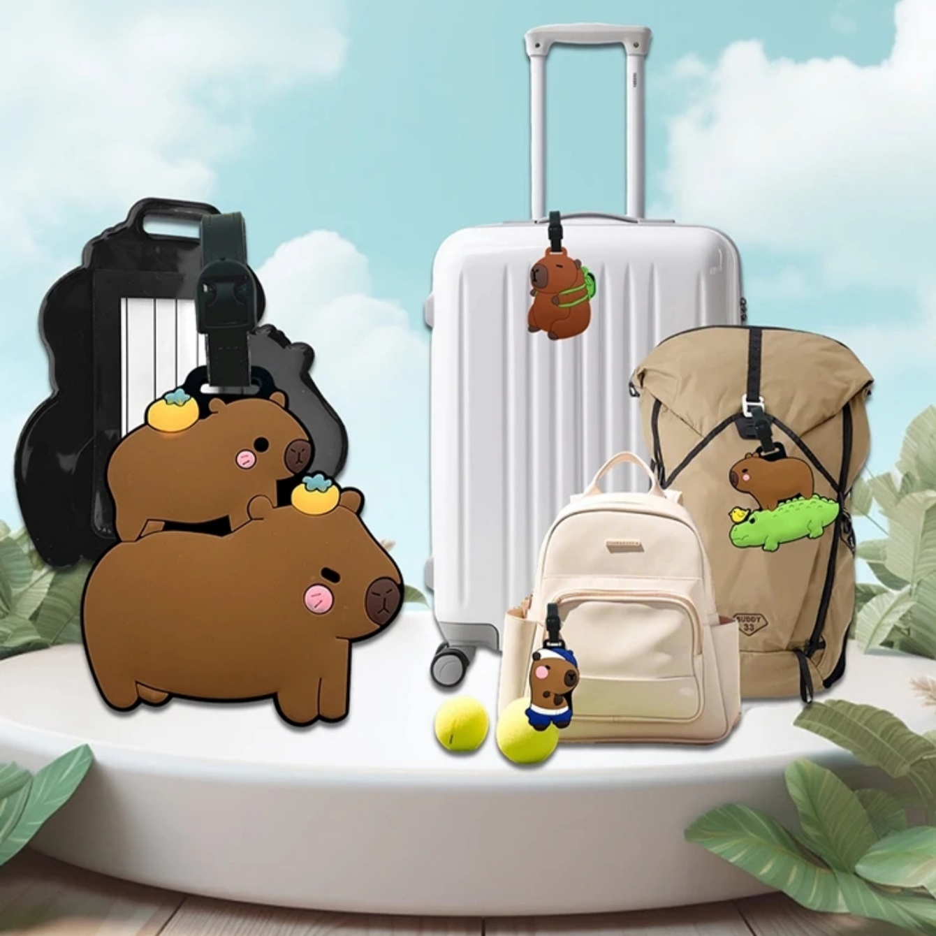 Travel Accessories List - إكسسوارات السفر، بطاقات الأمتعة، كابيبارا كرتونية،