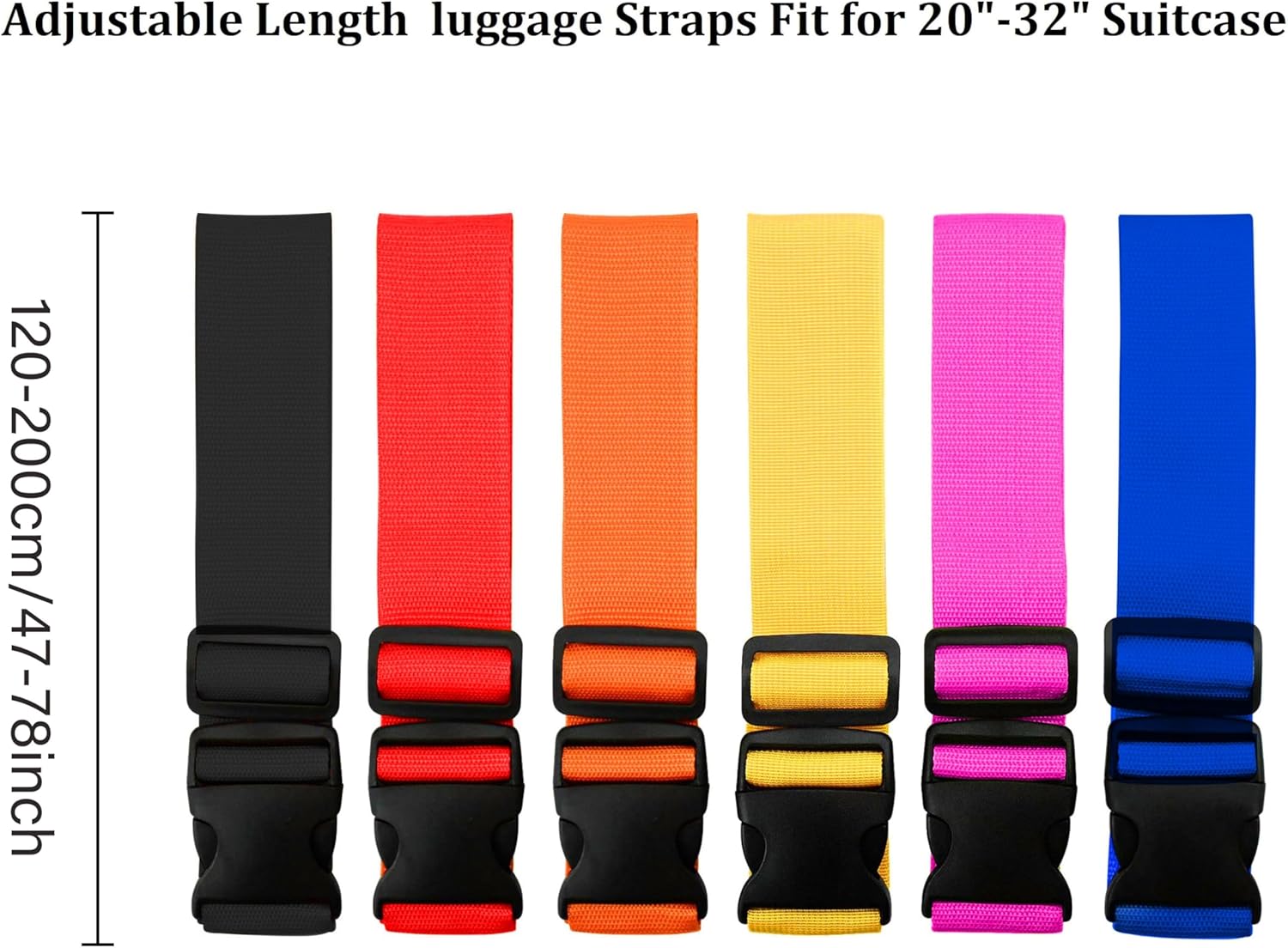 Travel Accessories Kit - أحزمة أمتعة قابلة للتعديل بألوان زاهية،