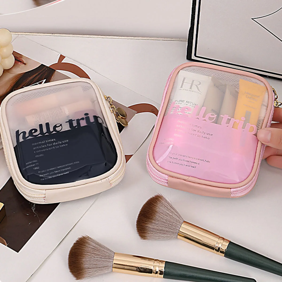 Travel Accessories Toiletries - حقيبة مستحضرات تجميل شفافة محمولة لتنظيم
